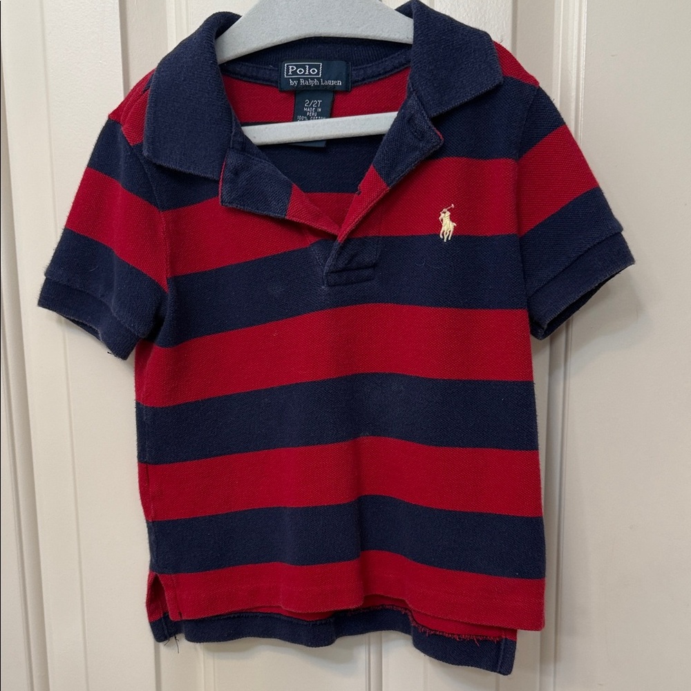 Polo by Ralph Lauren Kids Navy and Red Striped Polo